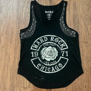 Hard Rock Cafe Chicago Studded Embellished Tank Top